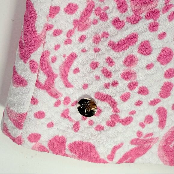 Lilly Pulitzer Raya Get Spotted Pink White Keyhole Back Cap Sleeve Mini Dress - Picture 15 of 16